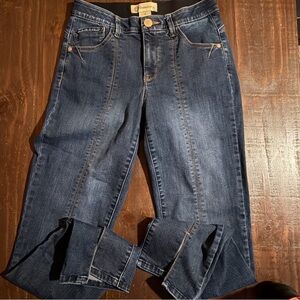 Democracy Dark Blue Straight Leg Jeans with Front Seam & Split Hem aB Technology